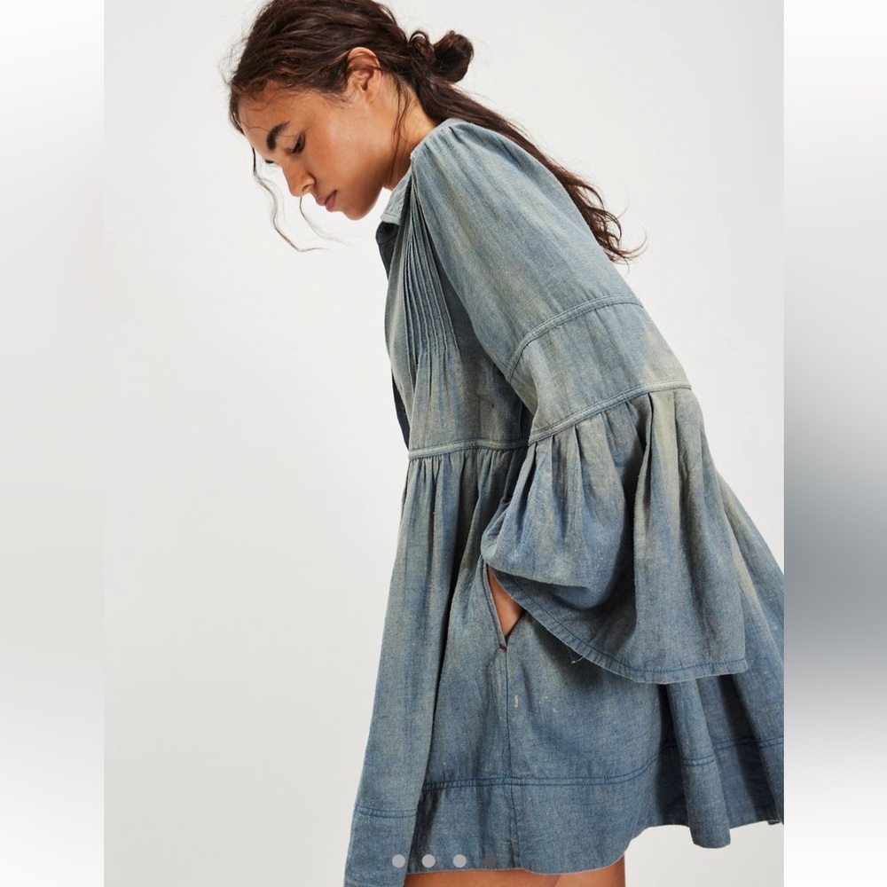 Free People Down East Denim Mini Dress - Picture 2 of 6